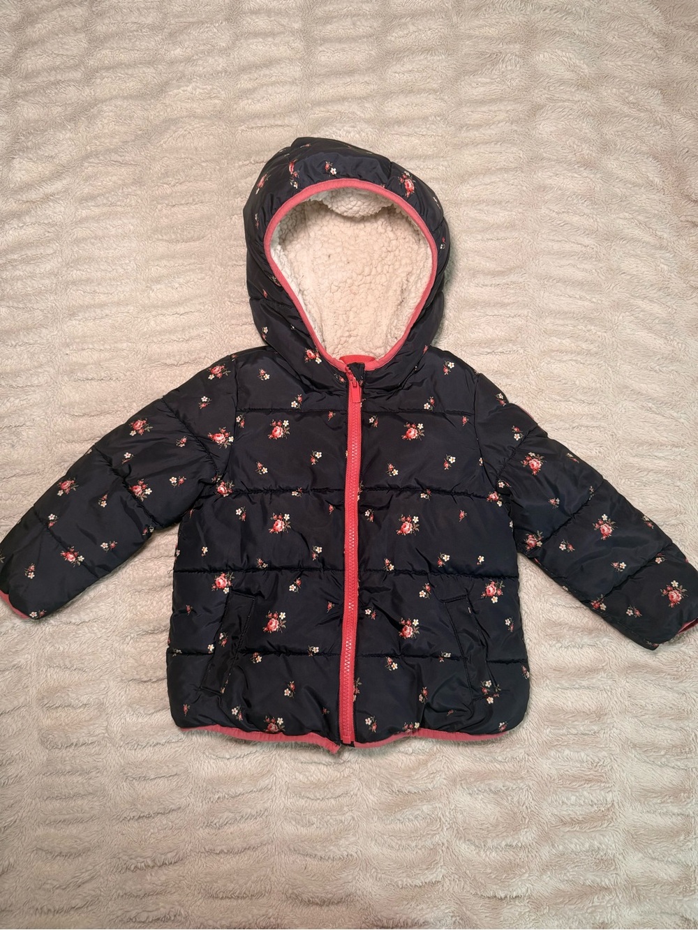 Baby Gap Floral Sherpa Lined Puffer Jacket 4Y
